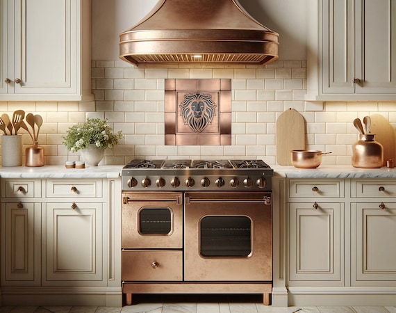 Lion - Set of 13 handmade tiles - Stainless Steel, Copper or Brass