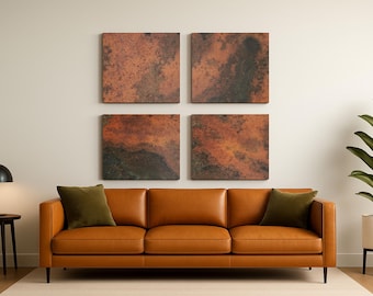 Copper Wall Art – Eternal Copper Inferno – 4 Panel Square Metal