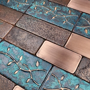 Antique, vintage style real copper patina tiles - Handamde 38 pieces