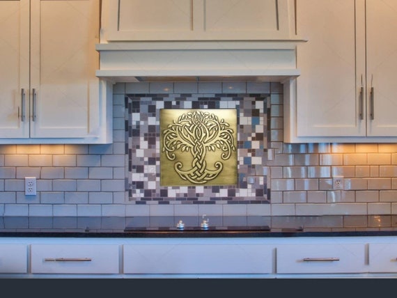Celtic Tree of life brass - Handmade Brass Tile. Material - 100% Brass, Covered with patina and wax.