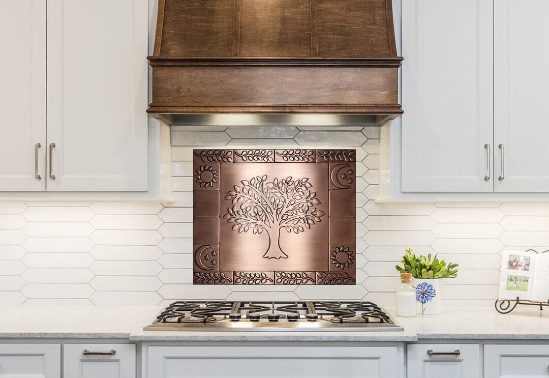Beautiful Tree of Life, Set of 17 Handmade Copper Tiles, Kitchen Rustic ...