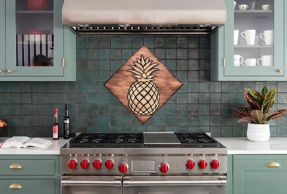 Beautiful, diagonal pineapple - Handmade 100% Copper, Brass or Stainless Steel Tile. The perfect tile pineapple lovers.
