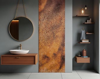 Brass Bathroom Wall Panel – Handmade – Real Copper – Mystic Brass Nebula – Luxury Spa & Bathroom Decor – Modern Wellness Accent
