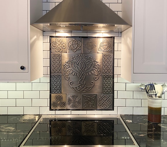 Beautiful Celtic tree of life - Set of 13 Handmade tiles - 100% Copper, Stainless Steel or Brass