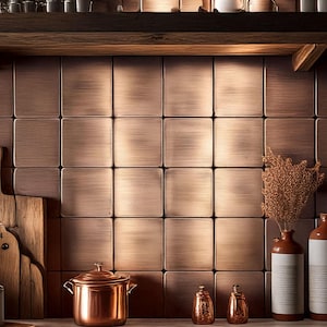 16-Piece Handmade Metal Tile Set – Tree of Life Wall Art for Kitchen, Fireplace or Accent Wall | Real Copper, Brass or Stainless Steel