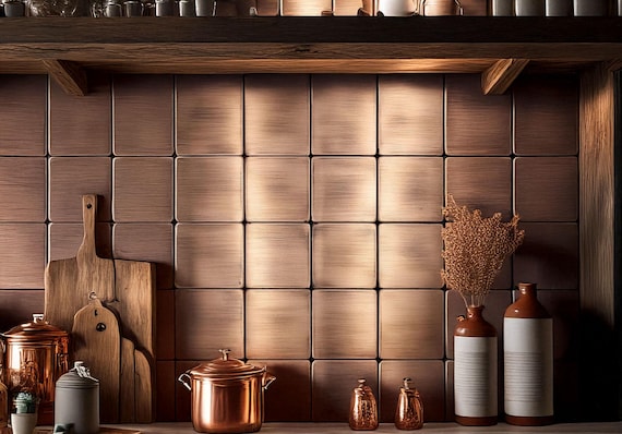 16-Piece Handmade Metal Tile Set – Tree of Life Wall Art for Kitchen, Fireplace or Accent Wall | Real Copper, Brass or Stainless Steel