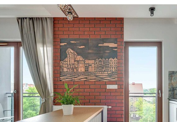 Beautiful city view - set of 12 handmade tiles - 100% Copper, Brass or Stainless Steel