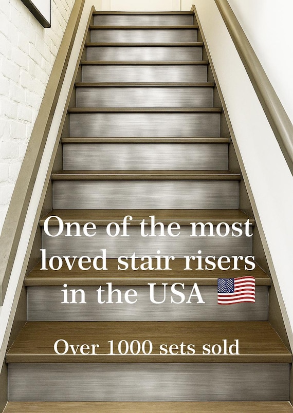 Handmade Metal Stair Riser Tiles – Real Copper, Brass or Stainless Steel – Unique Decorative Upgrade for Your Stairs - Easy Install