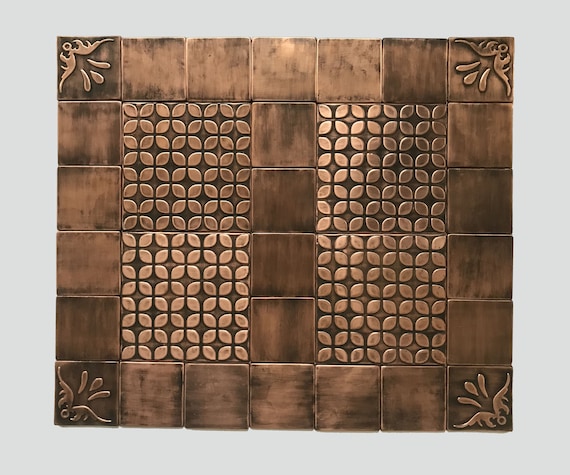 Large Kitchen Backsplash Set of 30 Handmade rustic tiles. Total size: 27.56'' x 23.62'' (70 cm X 60 cm)