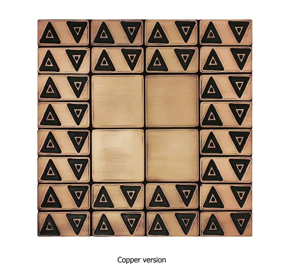 Triangles - set of 28 handmade decorative tiles. - 100% Copper, Stainless Steel or Brass.
