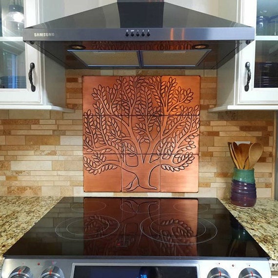 Tree of life - 9 Handmade Copper Tiles. Material - 100% Copper, Covered with patina and wax.