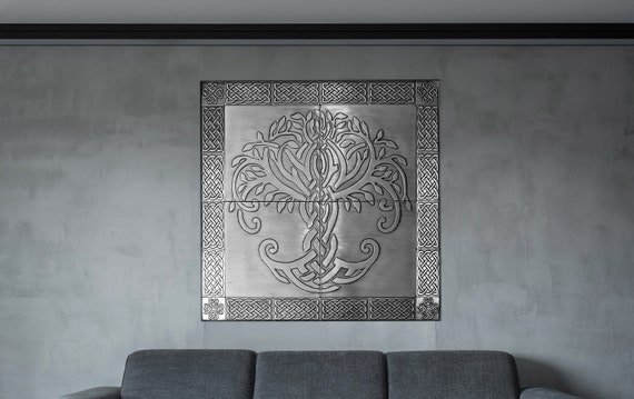 Magnificent, large, unique Celtic tree of life, Set of 24 Handmade tiles - 100% Stainless Steel, Copper or Brass