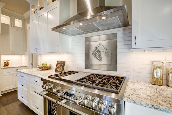 Horse's head SET of 13 HANDMADE tiles - Stainless Steel, Copper or Brass