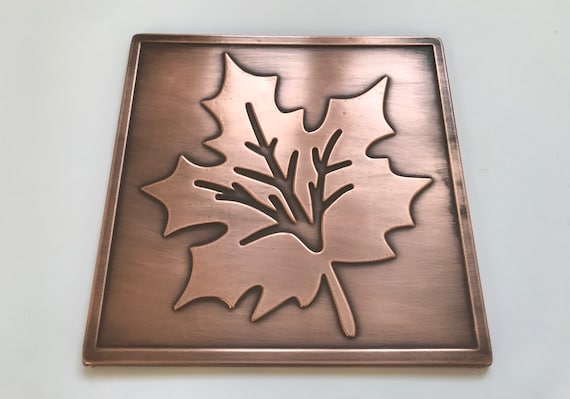 Maple Leaf 100% Copper Tile, Handmade metal wall art, wall tile, kitchen tile, rustic, art deco, accent kitchen tile, backsplash