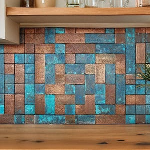 Gift for Friend – Handmade Copper Tile with Turquoise Patina – Unique Boho Wall Art, Artistic Housewarming Gift, Rustic Kitchen Accent