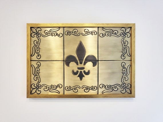 Brass Fleur de lis - Set of 6 Handmade tiles.