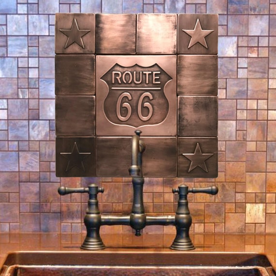 Beautiful wall tiles. SET of 13 HANDMADE copper tiles with patina.