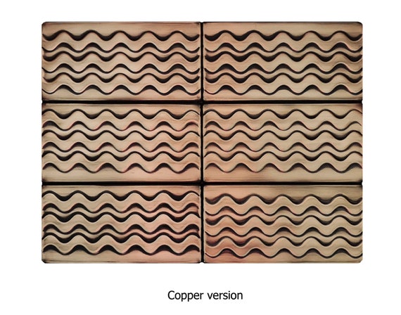 Set of 6 handmade decorative tiles. - 100% Copper, Stainless Steel or Brass.