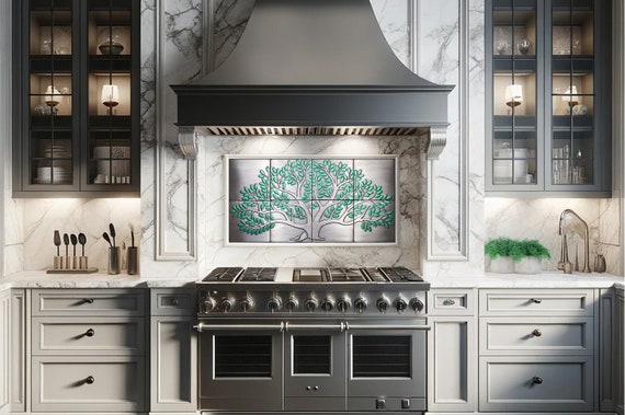 Evergreen Whisper Tile Ensemble - 8 Handmade tiles - 100% Stainless steel.