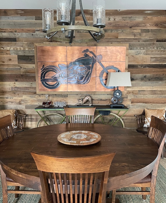 The only, unique, beautiful motorcycle - Set of 9 Handmade tiles - 100% Brass, Copper or Stainless Steel.