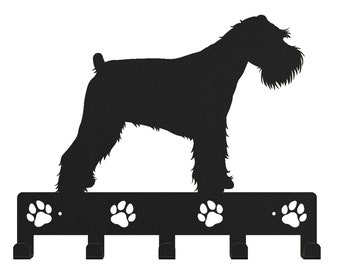 Schnauzer Dog Breed Leash Hook Leash collar storage hanger Custom Made Add Dog Name \u00a9Dan Morris Artwork by Dan Morris Personalize