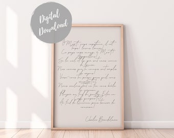 Baudelaire Poetry Print | Literary Gifts | French Wall Art | Digital Download | Printable Wall Art | Elegant Classic Handwritten Font