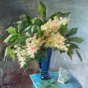 Stillleben mit weißen Blumen original Gemälde, Original Ölgemälde, Stillleben Ölgemälde, Realistisches Stillleben original Gemälde, Kunst