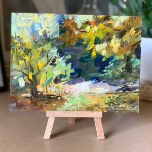 Landscape oil painting original oil nature wood Original oil painting Wall painting original Landscape painting sunny Art original canvas
