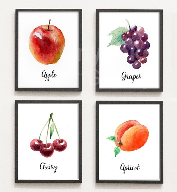 Fruits Collection Kitchen Art Natural Kitchen Fruits Set Of Etsy