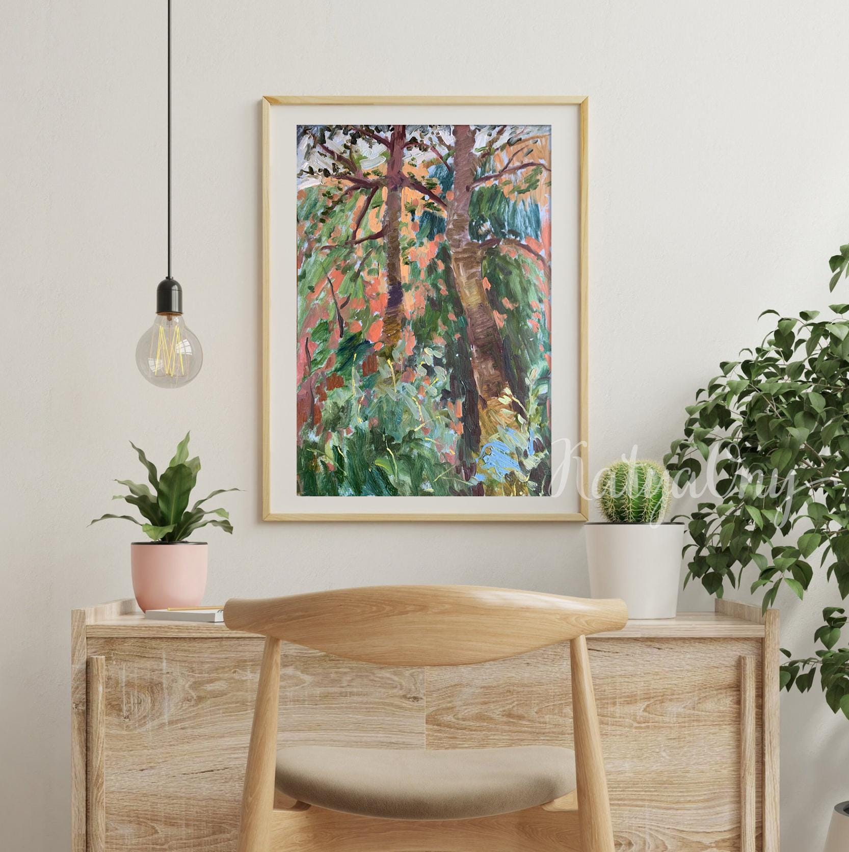 印象派の森の油絵：オリジナルの自然風景画（51 x 35 cm） - Etsy 日本