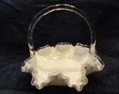 Fenton Silvercrest Basket 8 quot With Clear Handle And Scalloped Edge
