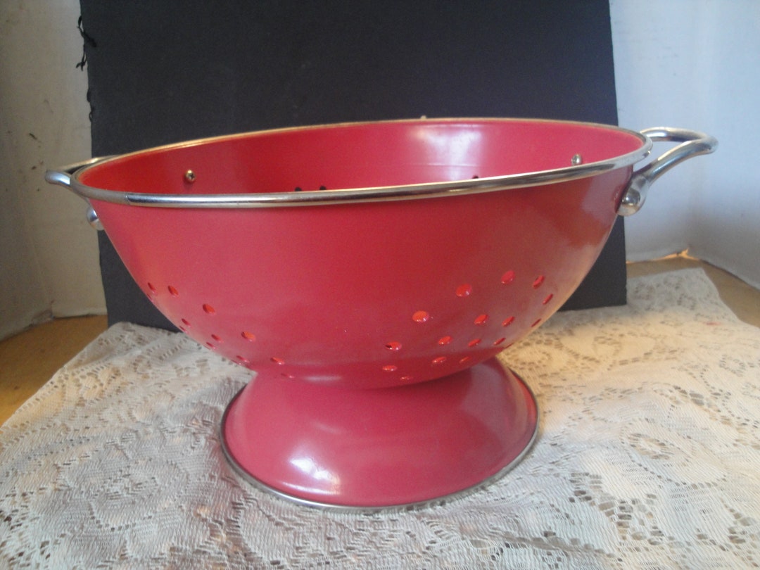 Vintage Burnt Red Enamel Colander 4 or 5 Quart Strainer/basket Etsy