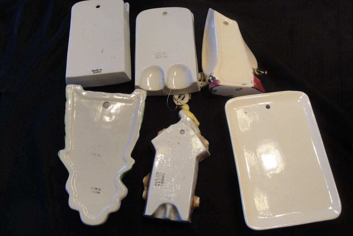 Lot of 6 Vintage Wall Pockets Made in Japan Hand Painted Etsy