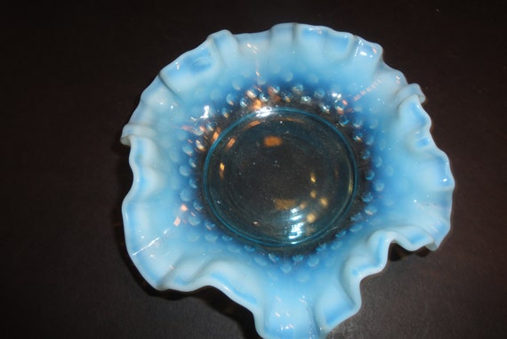 Fenton Hobnail Blue Opalescent Glass Bonbon, Cand… - image 3