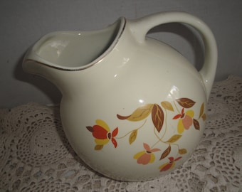 Autumn Leaf/Jewel Tea Hall's Superior Quality Kitchenware Ball Shaped Jewel Pitcher