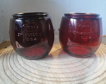 2 - Vintage Kerosene Lantern Globes, Dietz, Little Wizard Red Replacement Glass Globes or Shades