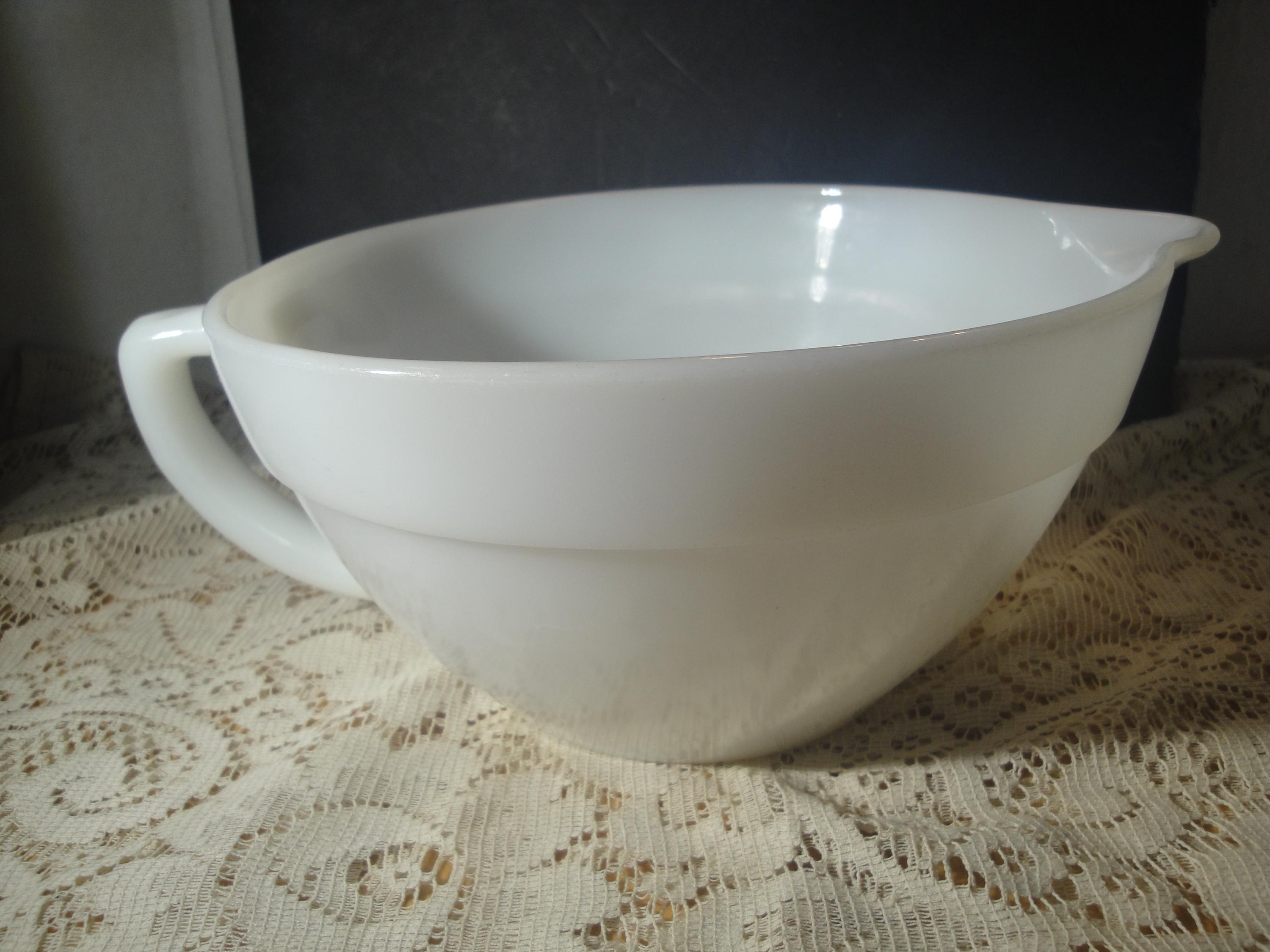 Vintage White Fire - King Milk Glass Batter Pitcher, Kitchen Glass