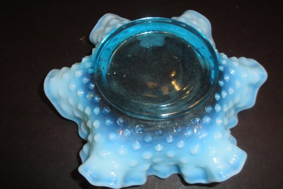 Fenton Hobnail Blue Opalescent Glass Bonbon, Cand… - image 5