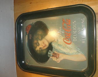 1972 Vintage Metal Coke Tray, Coca Cola Collectible Tray, Metal Tray Advertising