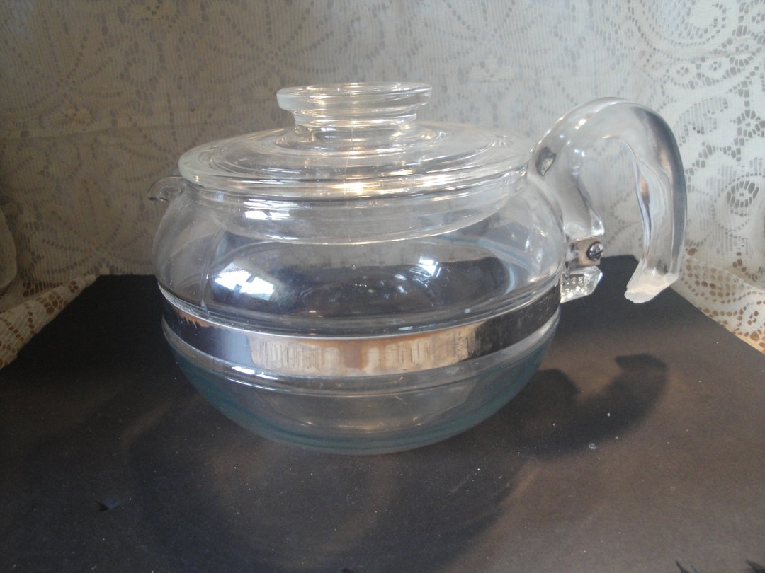 Vintage Pyrex Flame Ware Clear Glass 6 Cup Tea Pot Etsy