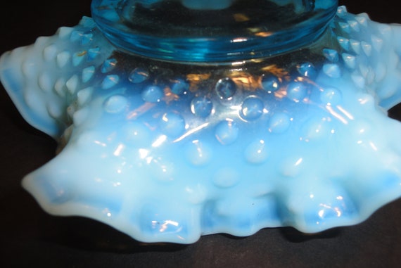 Fenton Hobnail Blue Opalescent Glass Bonbon, Cand… - image 4