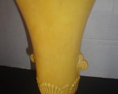 Anchor Hocking Fire King Gold Vitrock Seashell Vase, Art Deco Vintage