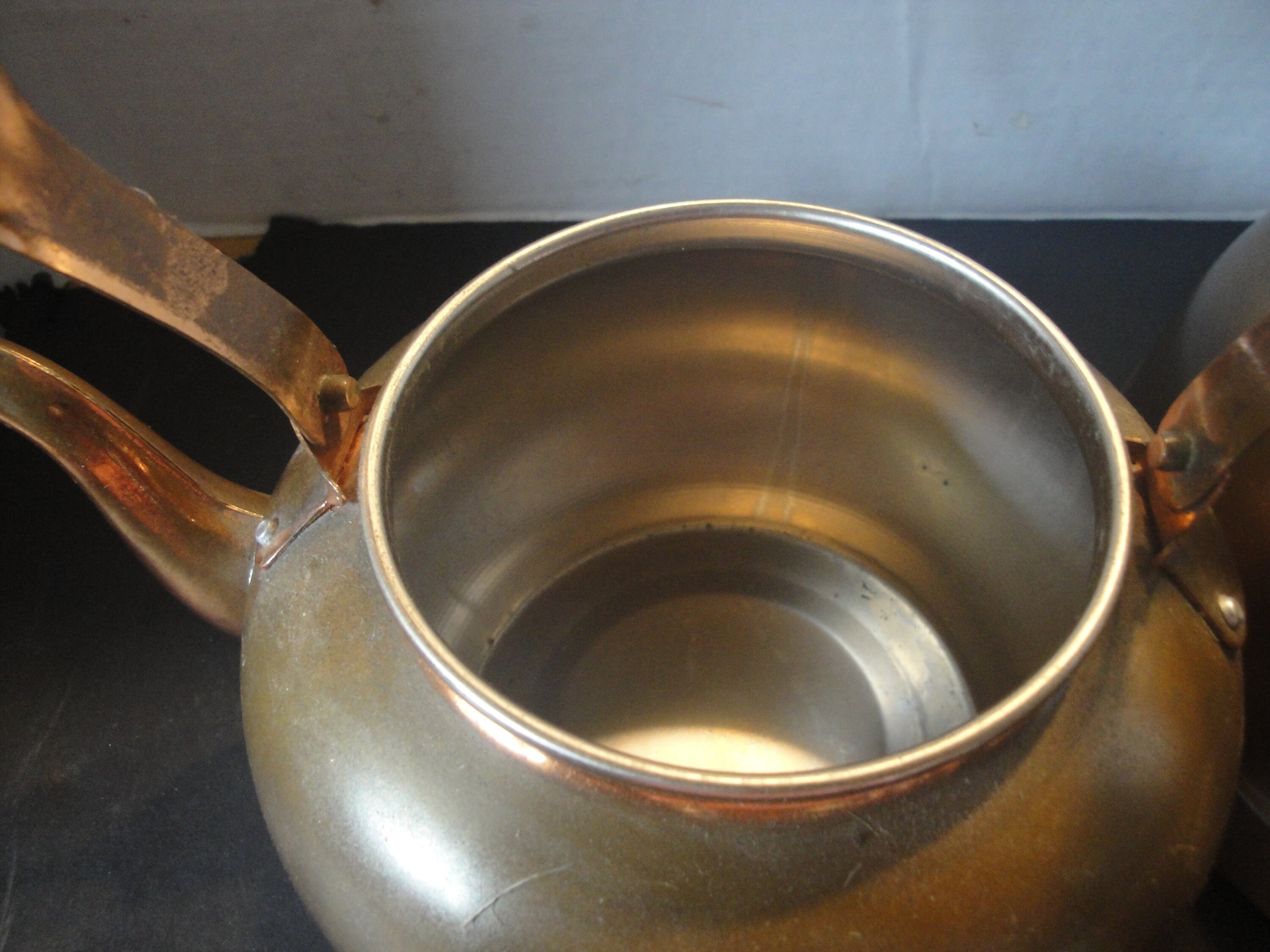 Vintage Copper Teapots Blue and White Delft Porcelain Handles Etsy