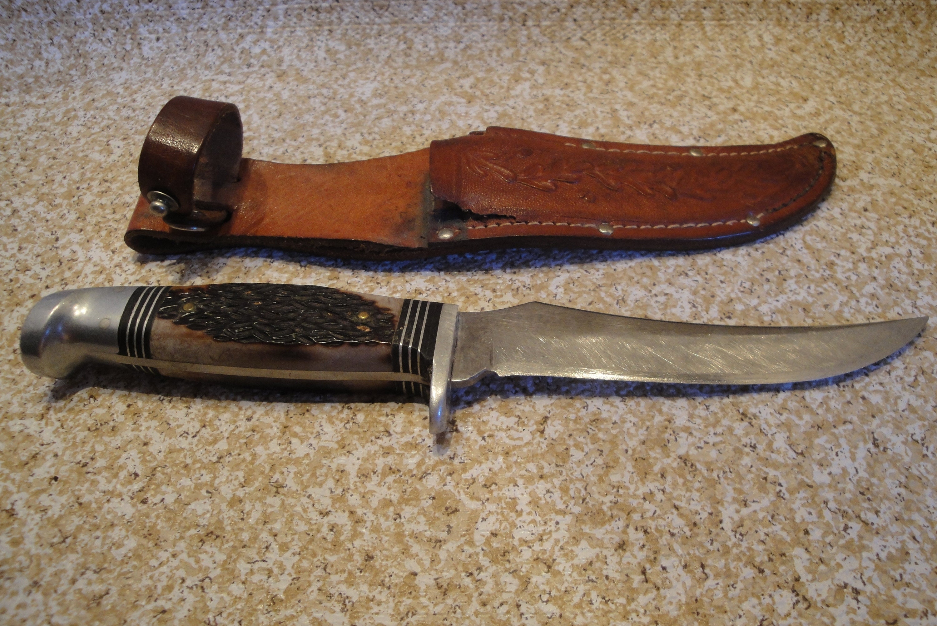 Vintage Western S 639 Hunting Knife Mid 70's, Original Sheath U.S.A. Tough  