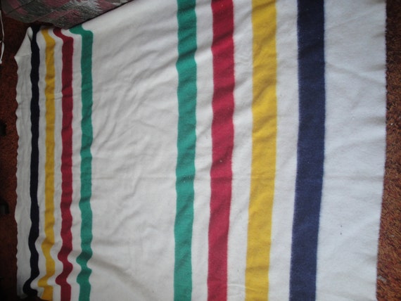 Large Vintage Four Point 100% Wool Hudson Bay Blanket, Red