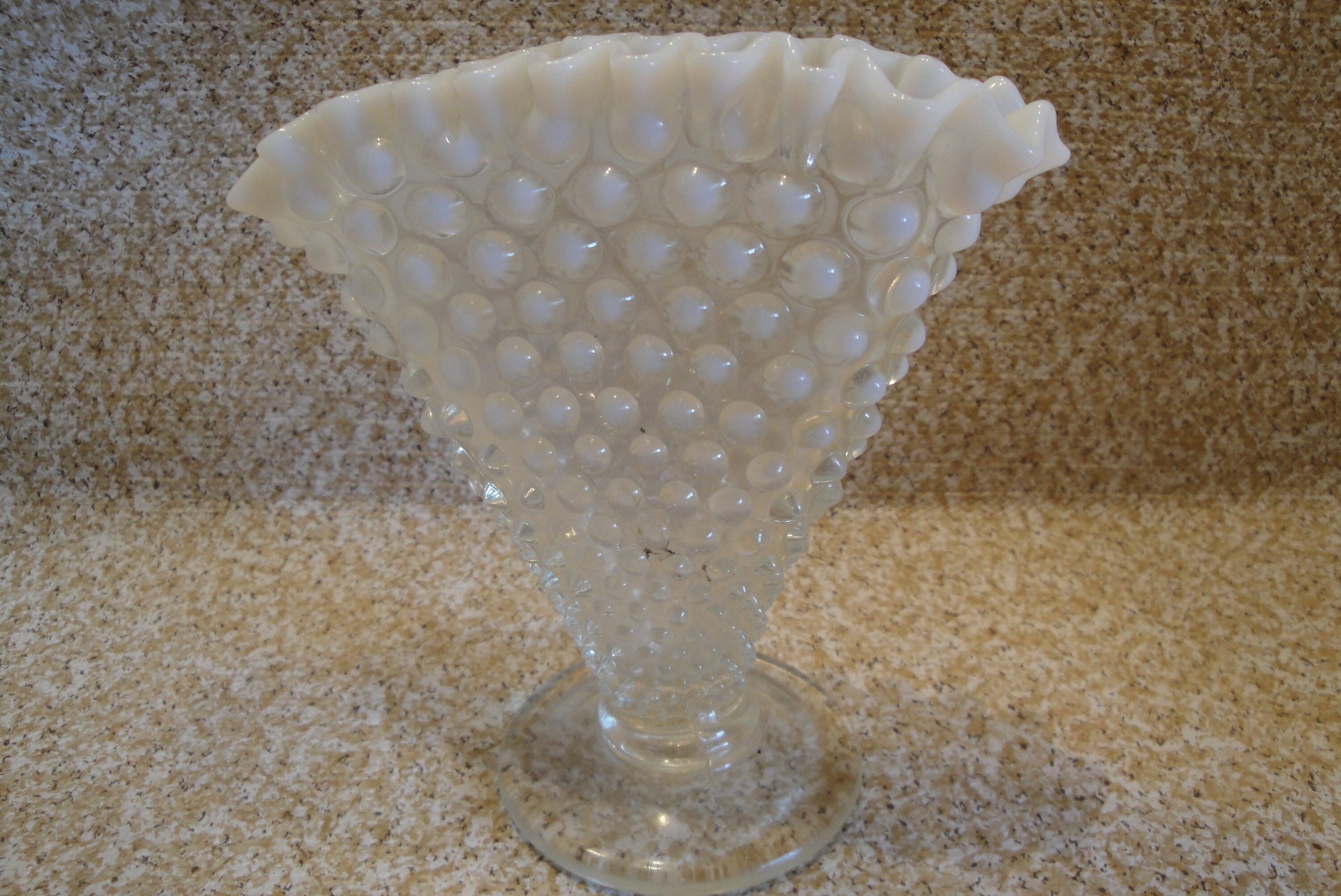 Fenton French Opalescent Hobnail Glass Fan Vase 6" Tall - Etsy