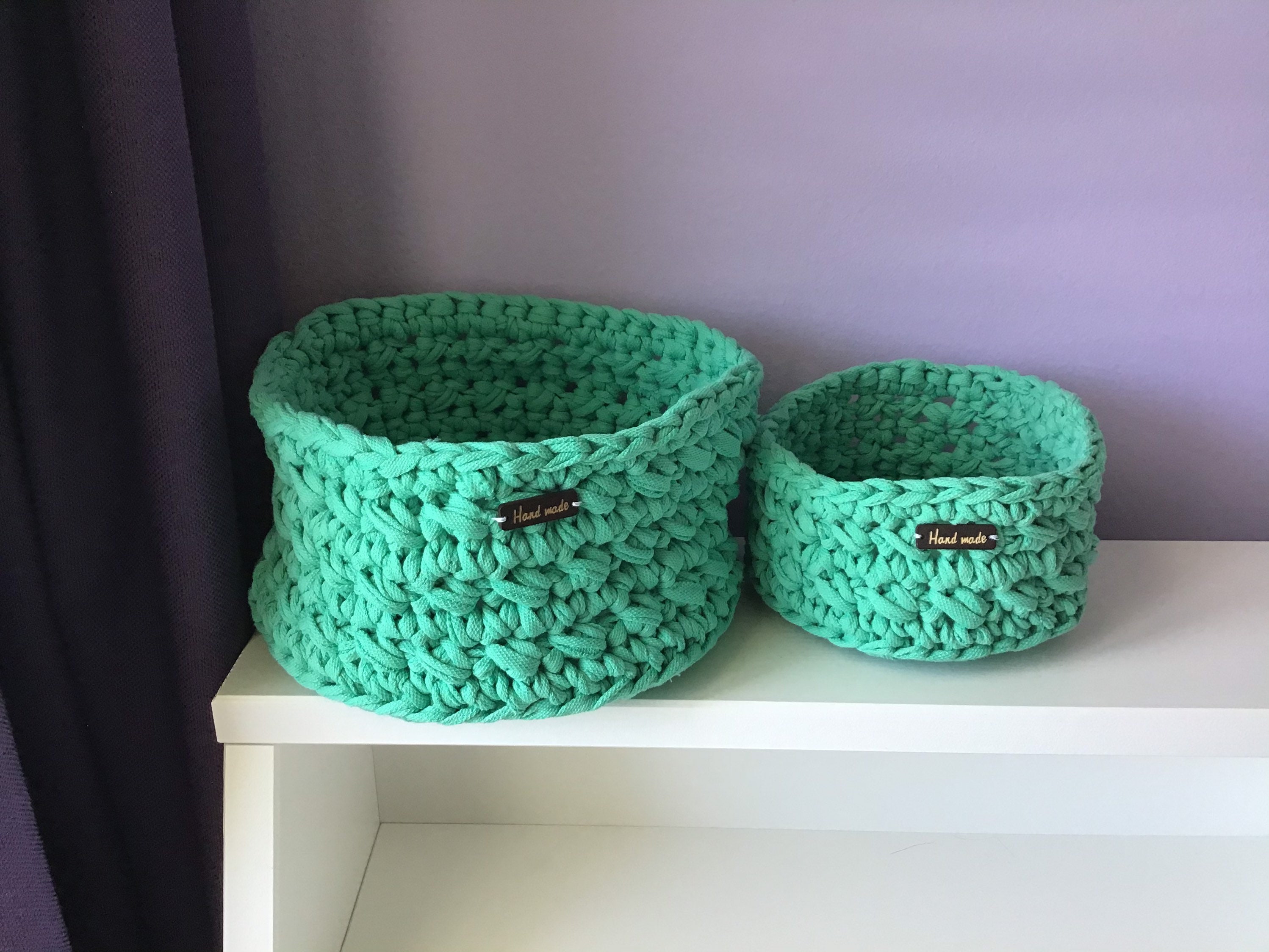 Handmade set of yellow baskets basket for baby room or kids Etsy