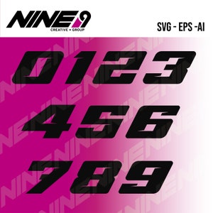 Racing Numbers - Motorcycle - Car - Plate - Numbers 0 - 9 SVG, EPS, ai, VECTOR
