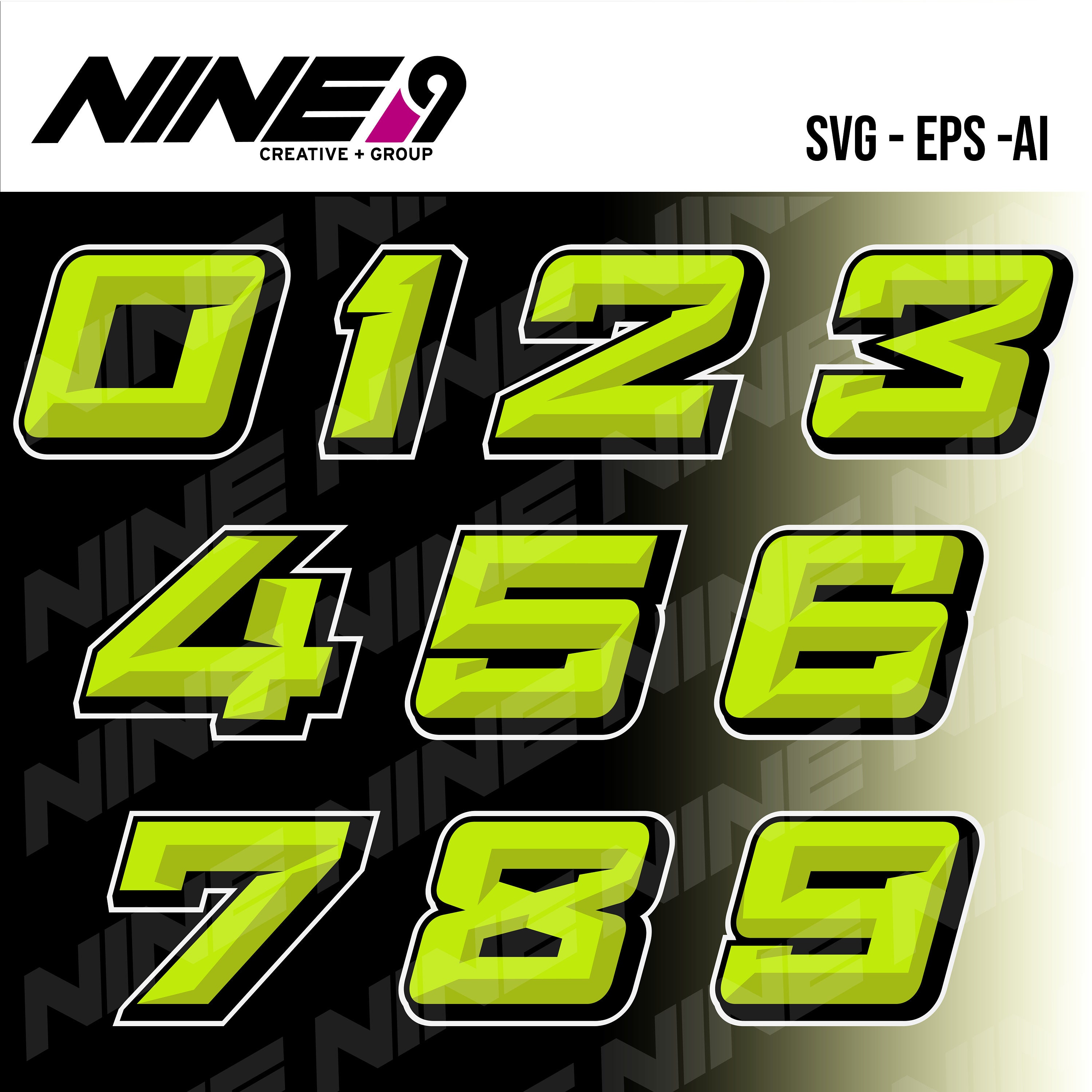 Racing Numbers 2 Motorcycle Car Plate Numbers 0 9 SVG, EPS, Ai, VECTOR ...