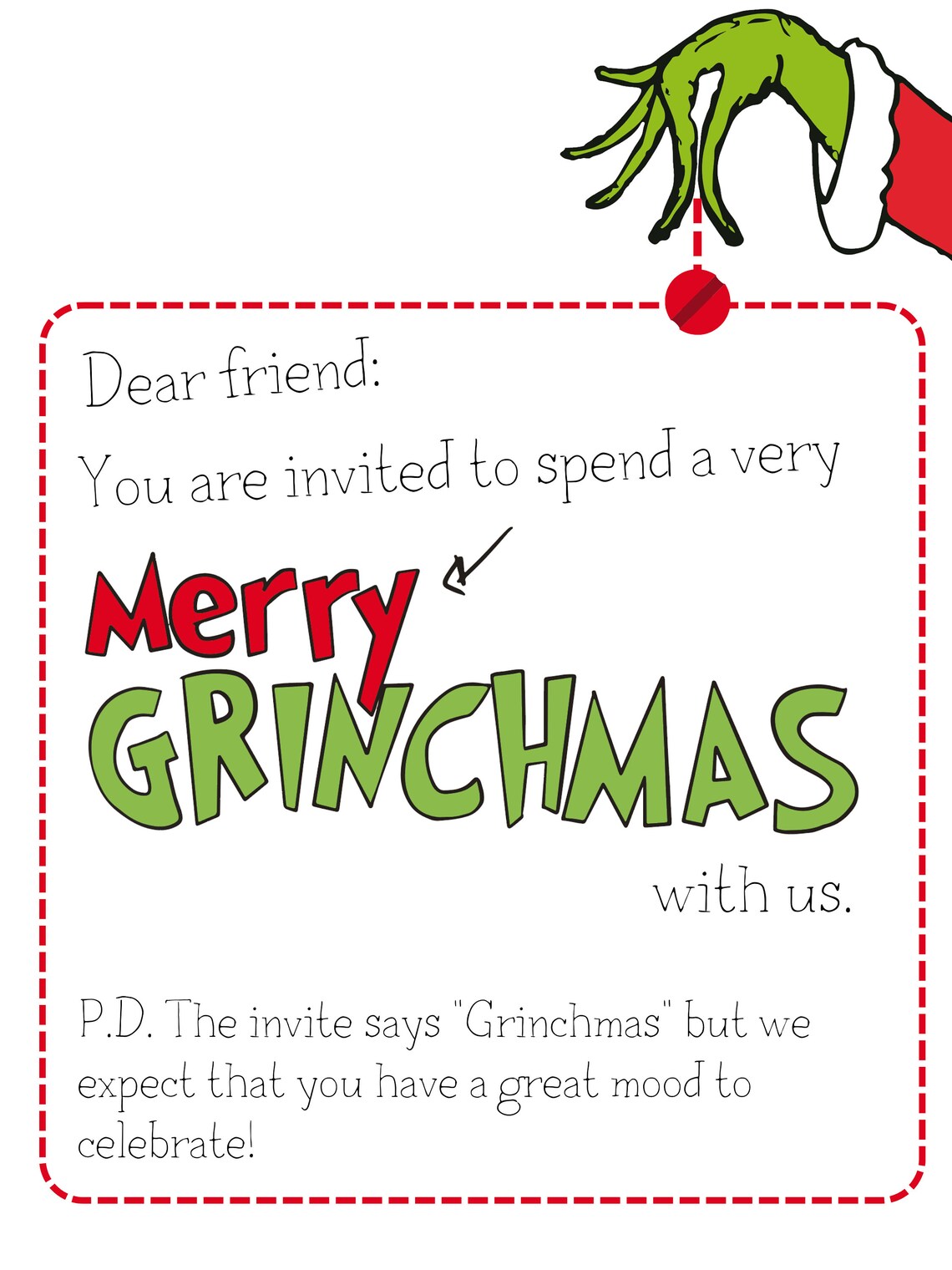 GRINCH CHRISTMAS INVITATION, the Grinch Svg, Editable Grinch Party ...